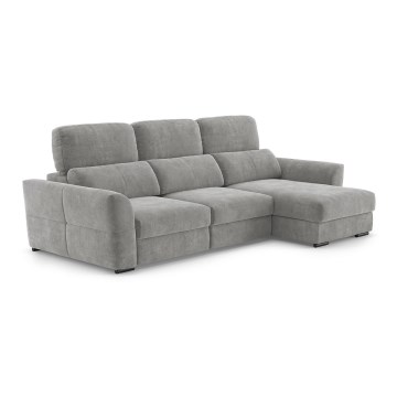 Sofá esquinero universal extensible de tres plazas con espacio de almacenamiento TRENTO gris claro