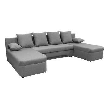 Sofá esquinero universal extensible en forma de U ALMEIDA con espacio de almacenamiento, gris