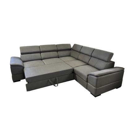Sofá esquinero universal extensible con espacio de almacenamiento GRANADA gris oscuro