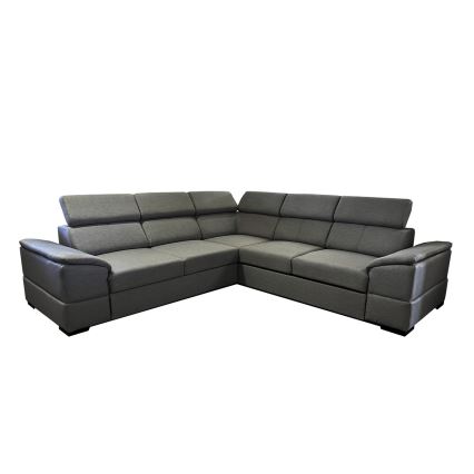 Sofá esquinero universal extensible con espacio de almacenamiento GRANADA gris oscuro