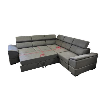 Sofá esquinero universal extensible con espacio de almacenamiento GRANADA gris oscuro