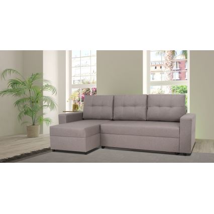 Sofá esquinero universal con función de cama y espacio de almacenamiento SEVILLA gris