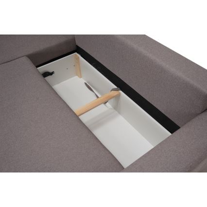 Sofá esquinero universal con función de cama y espacio de almacenamiento SEVILLA gris