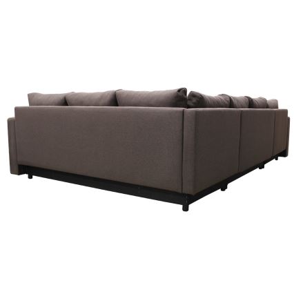 Sofá esquinero universal extensible en forma de U SEYA con espacio de almacenamiento, color marrón