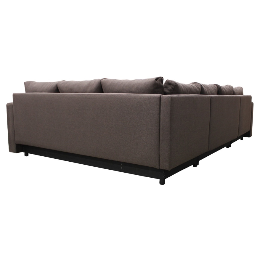 Sofá esquinero universal extensible en forma de U SEYA con espacio de almacenamiento, color marrón