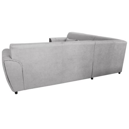 Sofá esquinero extensible en L con espacio de almacenamiento VISEU, lado derecho, gris/negro