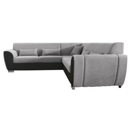 Sofá esquinero extensible en L con espacio de almacenamiento VISEU, lado derecho, gris/negro