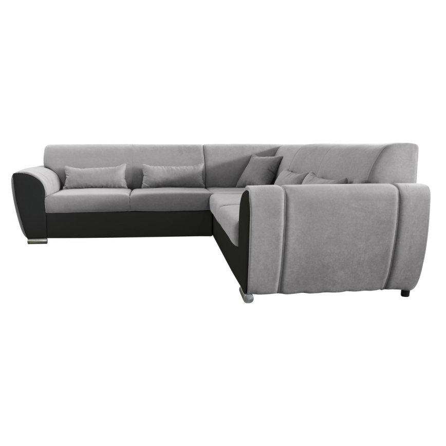 Sofá esquinero extensible en L con espacio de almacenamiento VISEU, lado derecho, gris/negro