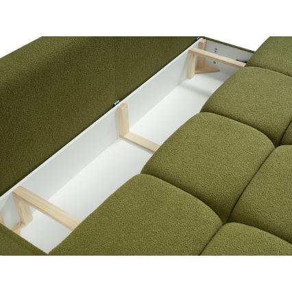 Sofá plegable de tres plazas con espacio de almacenamiento NUORO verde
