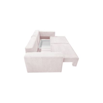 Sofá plegable de tres plazas con espacio de almacenamiento RONDA beige