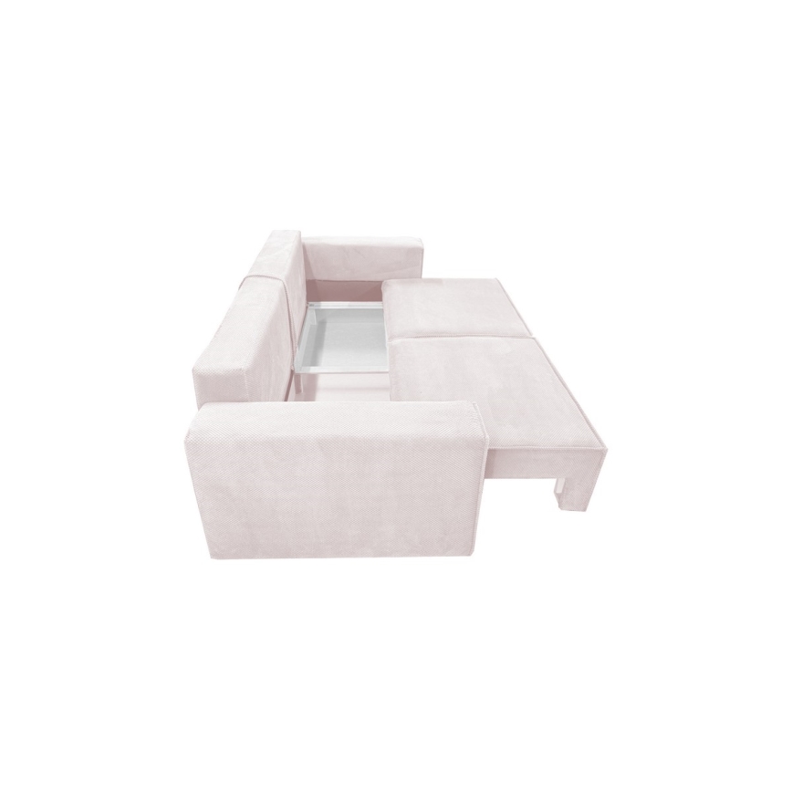 Sofá plegable de tres plazas con espacio de almacenamiento RONDA beige