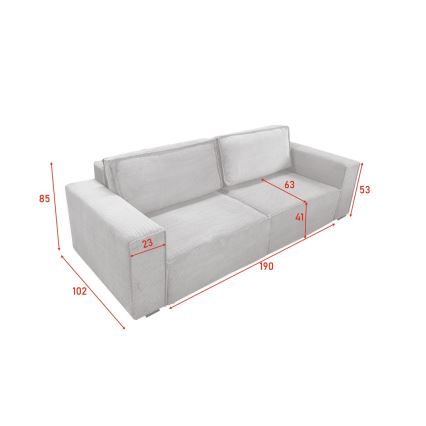 Sofá plegable de tres plazas con espacio de almacenamiento RONDA beige