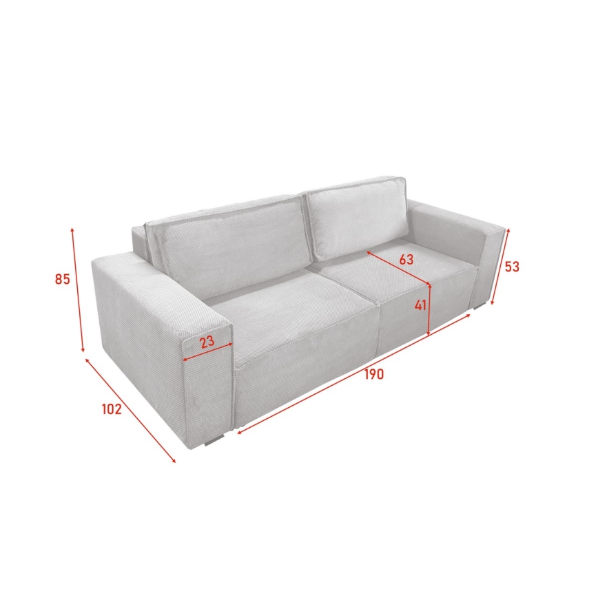 Sofá plegable de tres plazas con espacio de almacenamiento RONDA beige