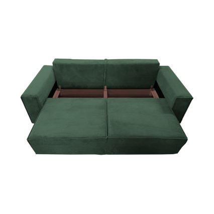 Sofá plegable de tres plazas con espacio de almacenamiento RONDA verde