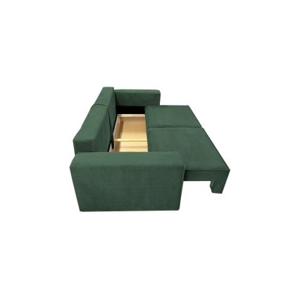 Sofá plegable de tres plazas con espacio de almacenamiento RONDA verde
