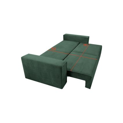 Sofá plegable de tres plazas con espacio de almacenamiento RONDA verde