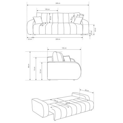Sofá plegable de tres plazas DESIO beige