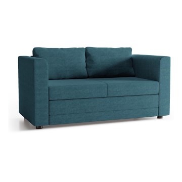 Sofá plegable tapizado de dos plazas con reposabrazos LAYLA azul