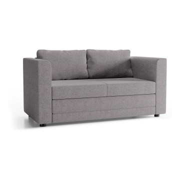 Sofá plegable tapizado de dos plazas con reposabrazos LAYLA gris