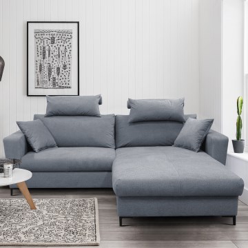 Sofá rinconero cama en L HORTA con arcón integrado, orientación derecha, gris oscuro