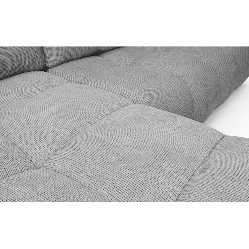 Sofá esquinero tapizado en L ALMADA, convertible con arcón, orientación izquierda, gris