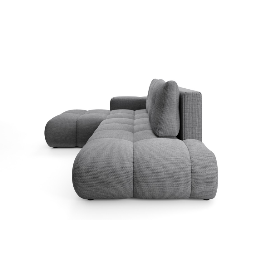 Sofá esquinero tapizado en L ALMADA, convertible con arcón, orientación izquierda, gris