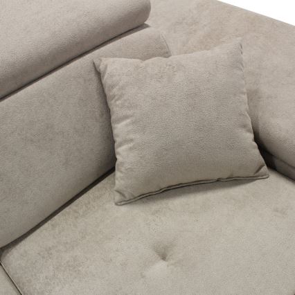 Sofá rinconero en forma de L tapizado y plegable CASTELO derecho gris