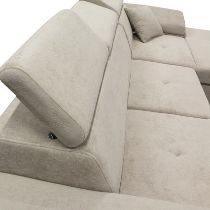 Sofá rinconero en forma de L tapizado y plegable CASTELO derecho gris