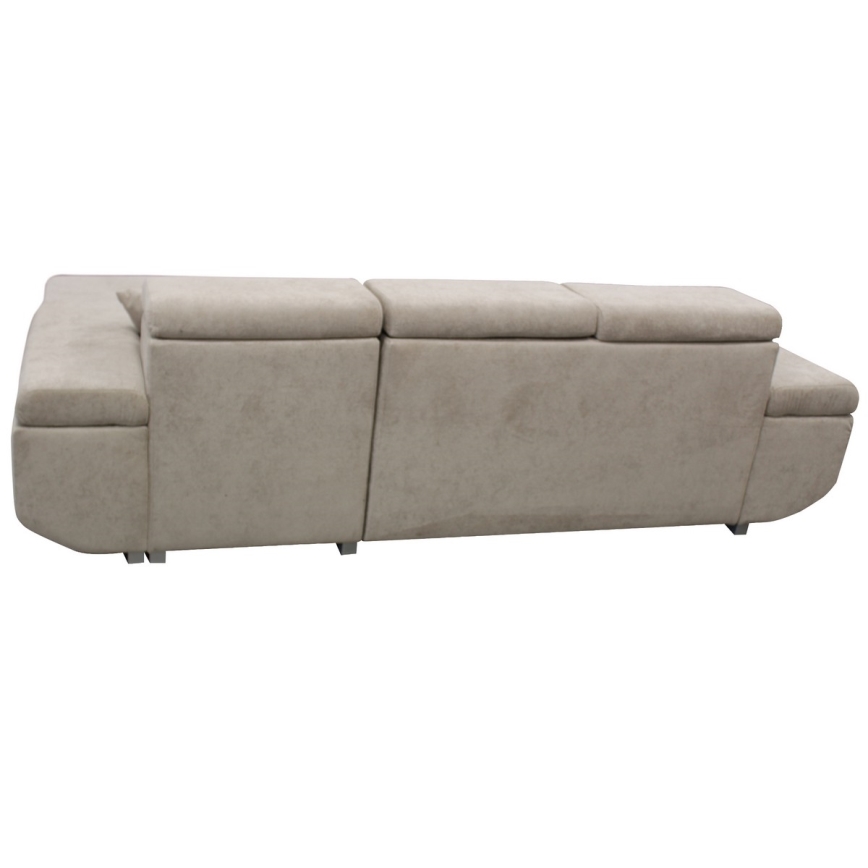 Sofá rinconero en forma de L tapizado y plegable CASTELO derecho gris