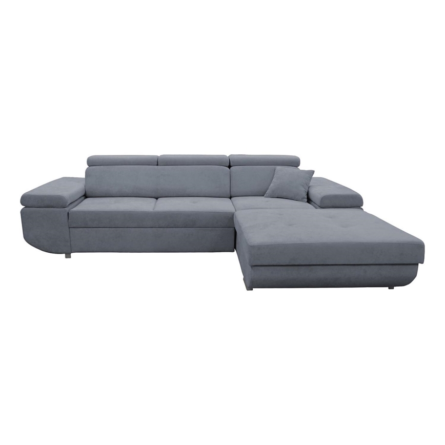 Sofá rinconero en forma de L tapizado y plegable CASTELO derecho gris oscuro