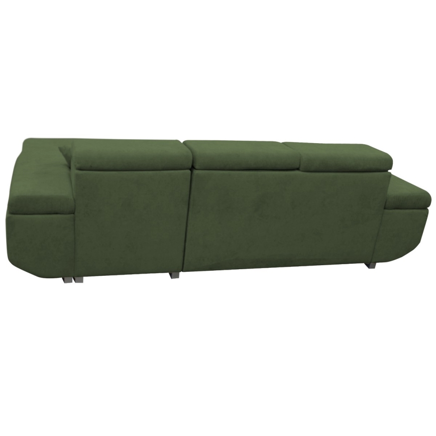 Sofá rinconero en forma de L tapizado y plegable CASTELO derecho verde