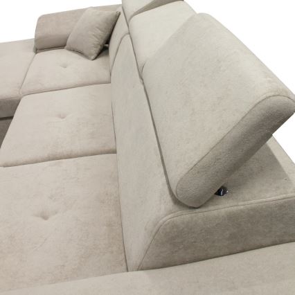 Sofá rinconero en forma de L tapizado y plegable CASTELO izquierda gris