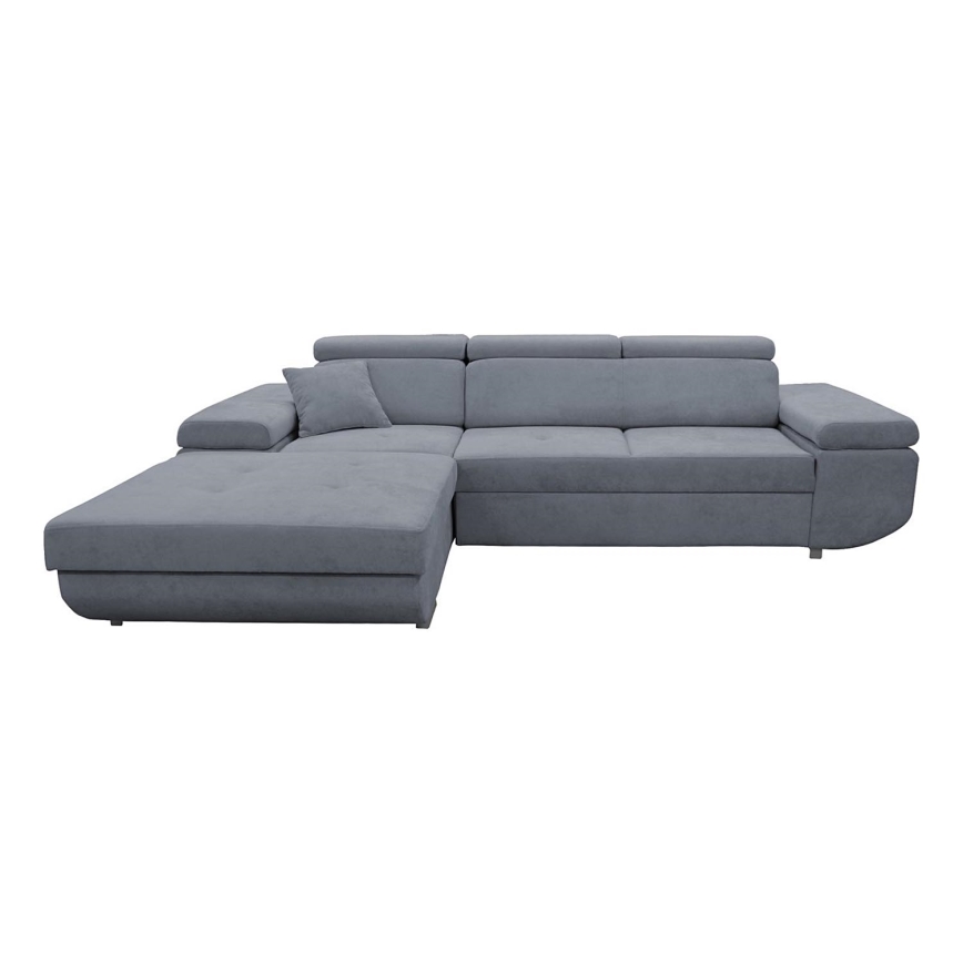 Sofá rinconero en forma de L tapizado y plegable CASTELO izquierda gris oscuro
