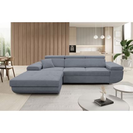 Sofá rinconero en forma de L tapizado y plegable CASTELO izquierda gris oscuro