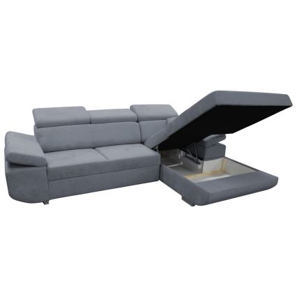 Sofá rinconero en forma de L tapizado y plegable CASTELO izquierda gris oscuro