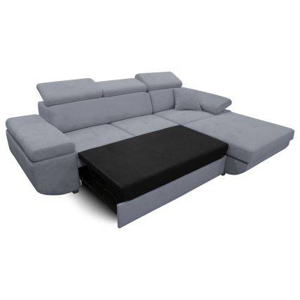 Sofá rinconero en forma de L tapizado y plegable CASTELO izquierda gris oscuro