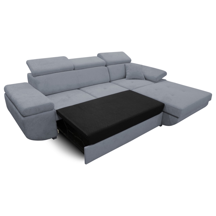 Sofá rinconero en forma de L tapizado y plegable CASTELO izquierda gris oscuro