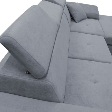 Sofá rinconero en forma de L tapizado y plegable CASTELO izquierda gris oscuro