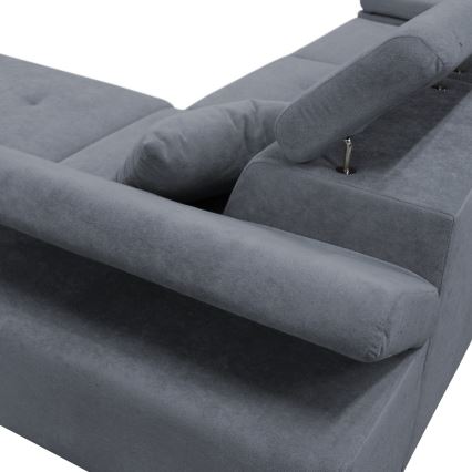 Sofá rinconero en forma de L tapizado y plegable CASTELO izquierda gris oscuro