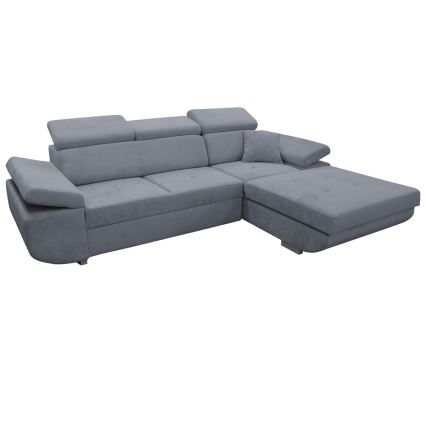 Sofá rinconero en forma de L tapizado y plegable CASTELO izquierda gris oscuro