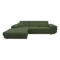 Sofá rinconero en forma de L tapizado y plegable CASTELO izquierda verde