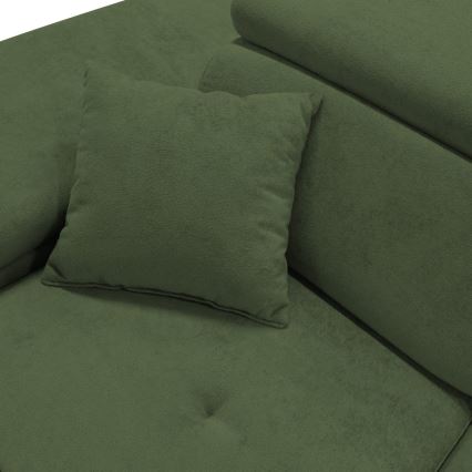 Sofá rinconero en forma de L tapizado y plegable CASTELO izquierda verde