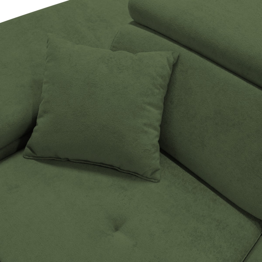 Sofá rinconero en forma de L tapizado y plegable CASTELO izquierda verde