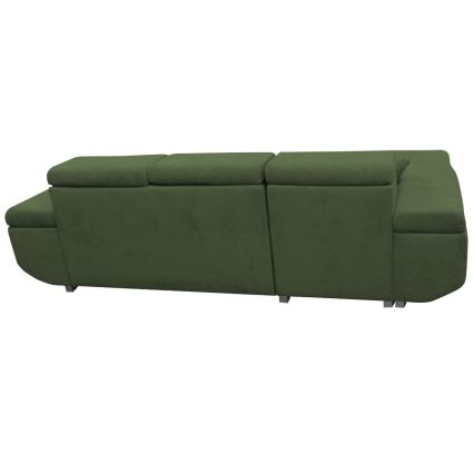 Sofá rinconero en forma de L tapizado y plegable CASTELO izquierda verde
