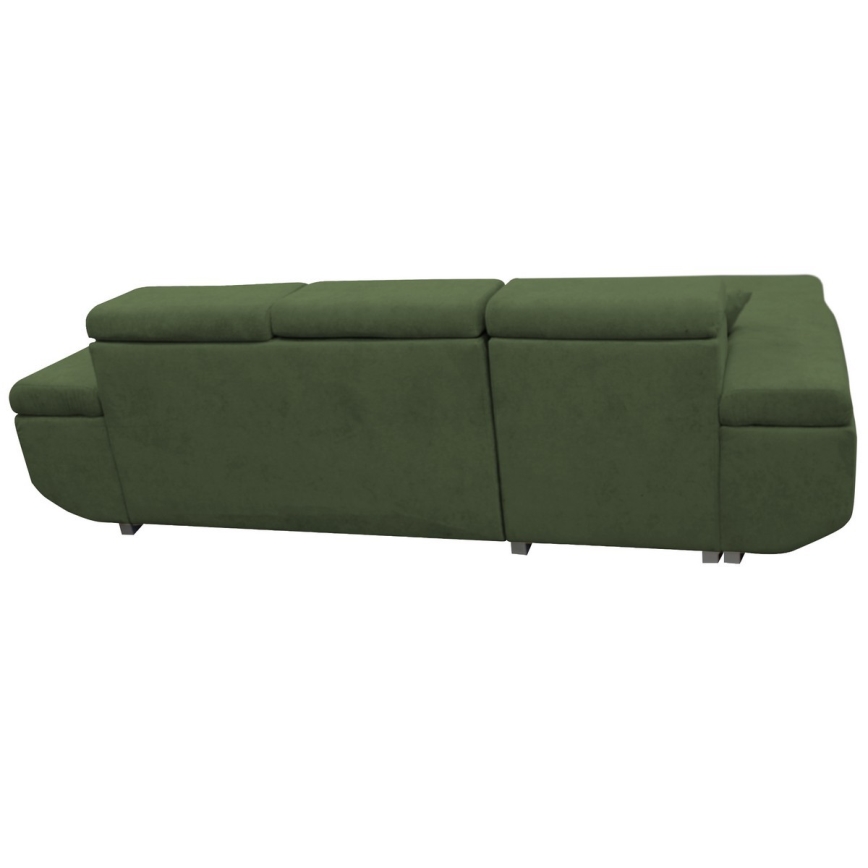 Sofá rinconero en forma de L tapizado y plegable CASTELO izquierda verde