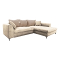 Sofá rinconero en forma de L tapizado y plegable LAGOA derecho beige/marrón