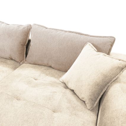 Sofá rinconero en forma de L tapizado y plegable LAGOA derecho beige/marrón
