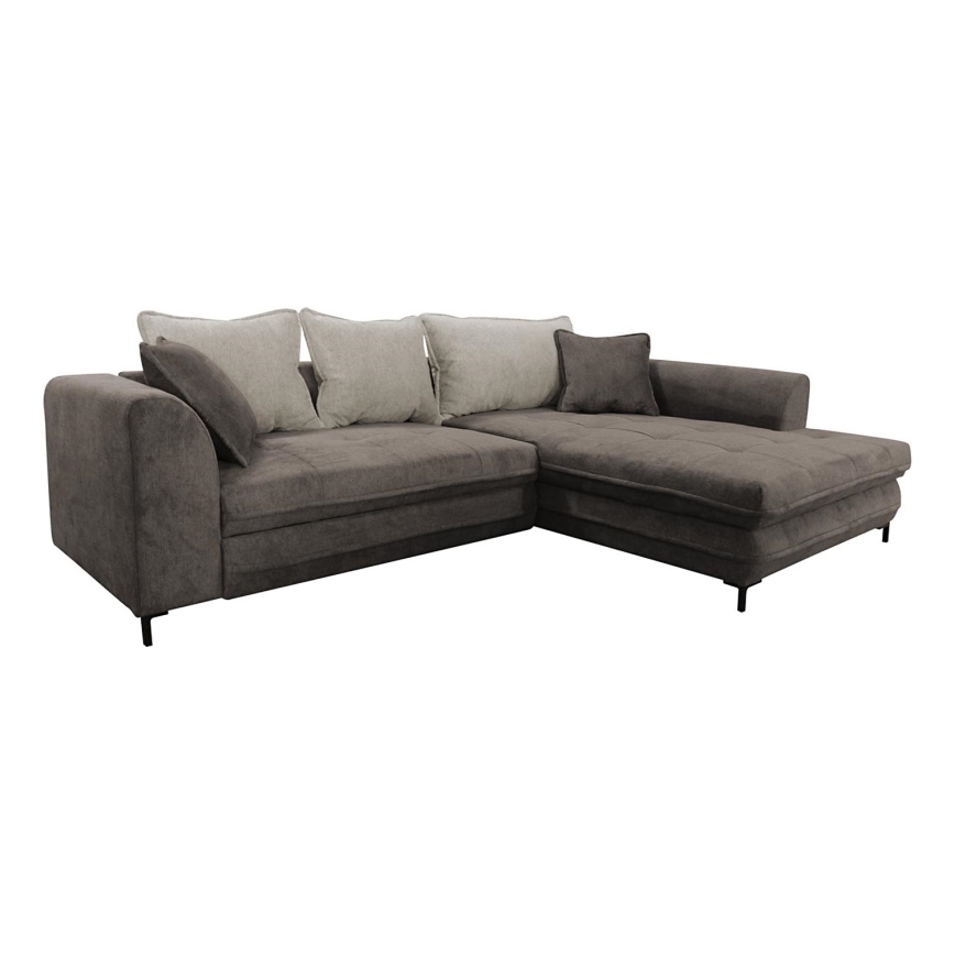 Sofá rinconero en forma de L tapizado y plegable LAGOA derecho taupe/gris
