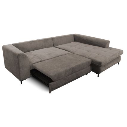 Sofá rinconero en forma de L tapizado y plegable LAGOA derecho taupe/gris