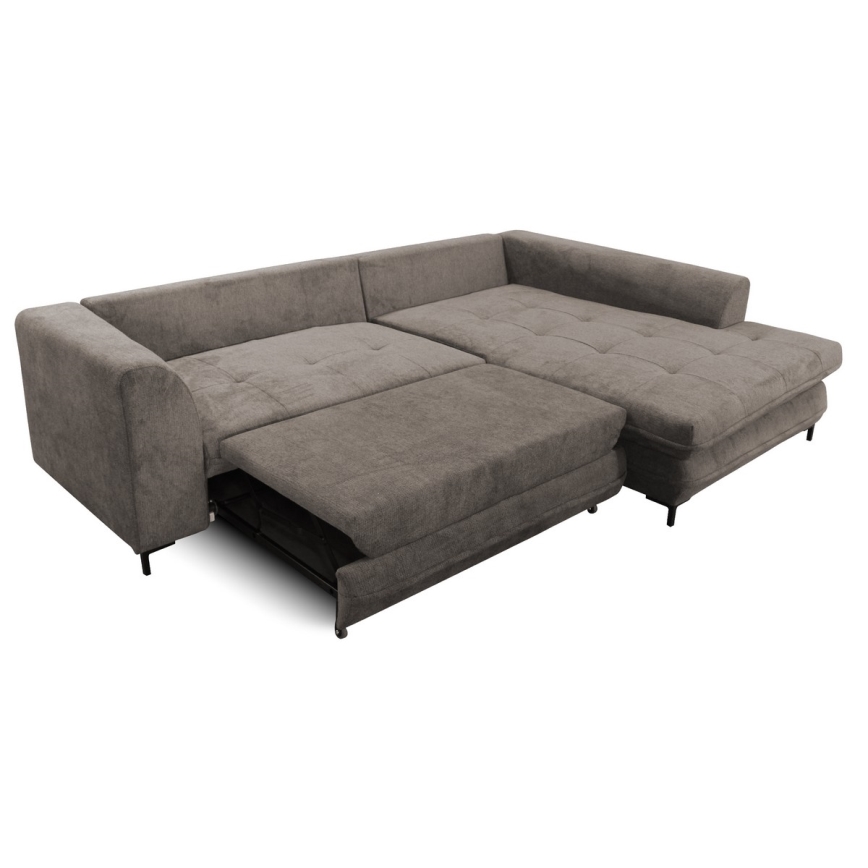 Sofá rinconero en forma de L tapizado y plegable LAGOA derecho taupe/gris